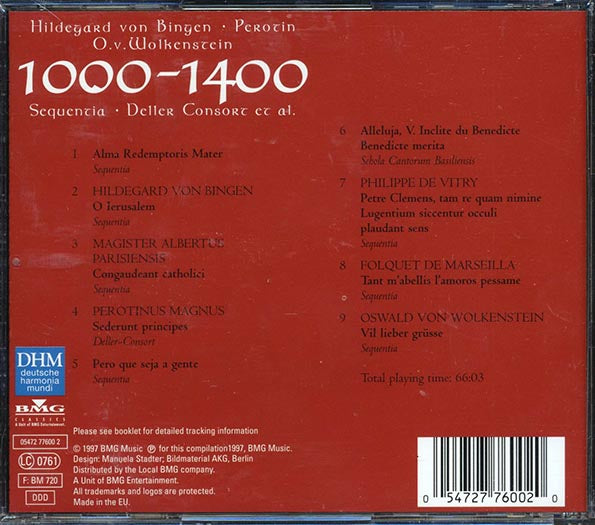 Hildegard Von Bingen, Perotin, Oswald Von Wolkenstein, Sequentia, Deller Consort - 1000-1400 (CD)