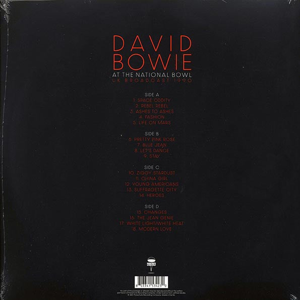 David Bowie - At The National Bowl UK Broadcast 1990: Milton Keynes, England, August 5th 1990 (ltd. ed.) (2xLP) (LP) - PureSound Records