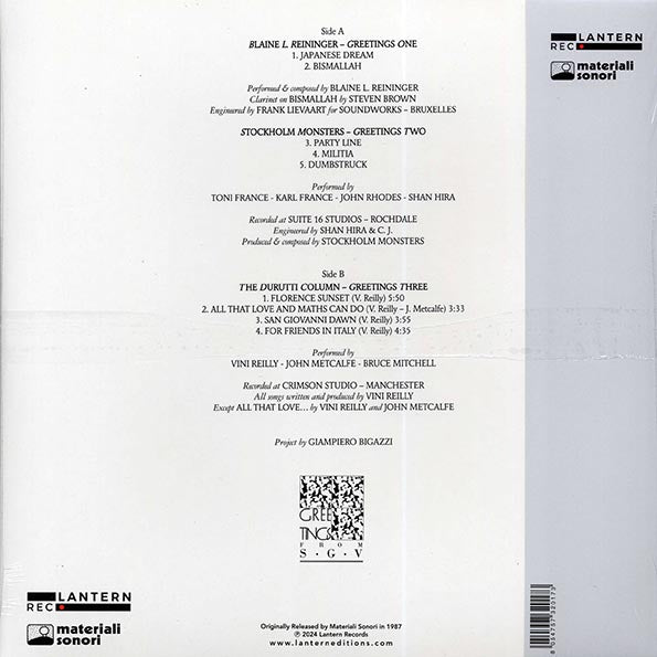 Blaine L Reininger, Stockholm Monsters, The Durutti Column - Greetings From SGV (LP) - PureSound Records