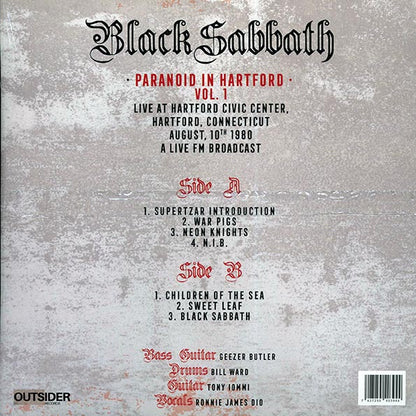 Black Sabbath - Paranoid In Hartford Volume 1: Live At Hartford Civic Center, Hartford Connecticut August 10th 1980 (LP) - PureSound Records