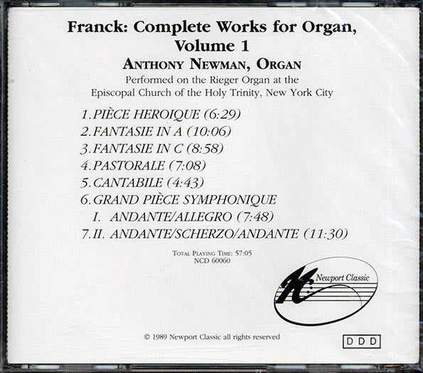 Cesar Franck, Anthony Newman - Complete Works For Organ Volume 1 (CD)