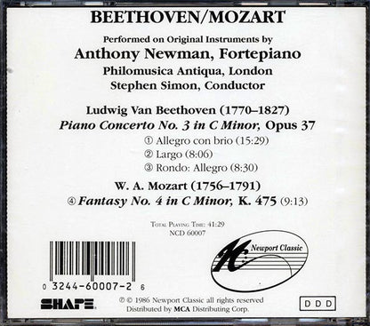 Beethoven, Mozart, Stephen Simon, Anthony Newman, Philomusica Of London - Beethoven: Piano Concerto No. 3 In C Minor / Mozart: Fantasy No. 4 In C Minor K.475 (CD)