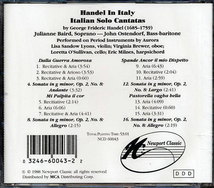 George Frideric Handel, Julianne Baird, John Ostendorf, Aurora - Handel In Italy: Italian Solo Cantatas (CD)