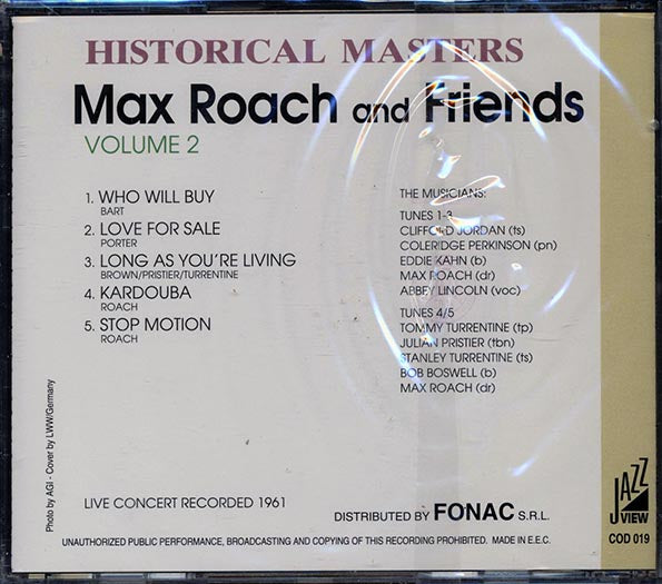 Max Roach & Friends - Historical Masters Volume 2 (CD)