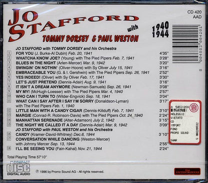 Jo Stafford - Jo Stafford With Tommy Dorsey & Paul Weston 1940-1944 (CD)
