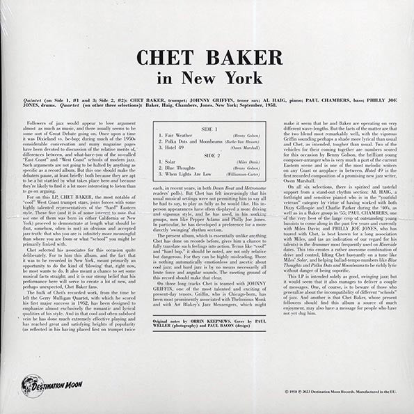 Chet Baker - In New York (ltd. 500 copies made) (LP) - PureSound Records