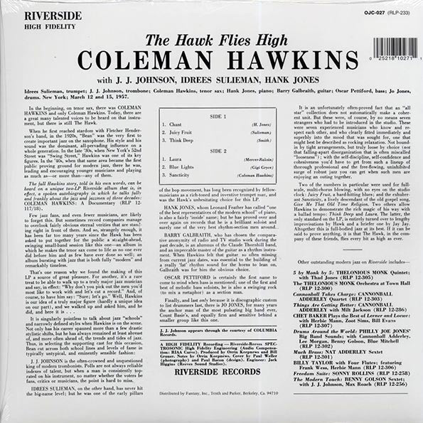 Coleman Hawkins - The Hawk Flies High (LP) - PureSound Records