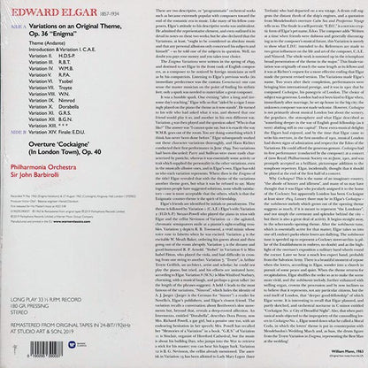 Elgar, Sir John Barbirolli, Philharmonic Orchestra - Enigma Variations, Etc. (LP) - PureSound Records