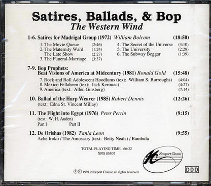 William Bolcom, Ronald Gold, Robert Dennis, Peter Perrin, Tania Leon, The Western Wind Vocal Ensemble - Satires, Ballads & Bop (CD)