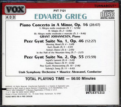 Edvard Grieg, Grant Johannesen, Utah Symphony Orchestra, Maurice Abravanel - Piano Concerto / Peer Gynt Suites (CD)