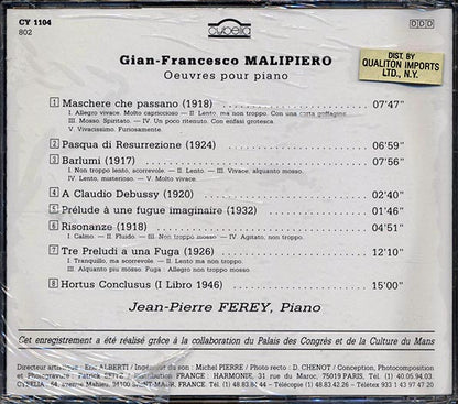 Gian-Francesco Malipiero - Oeuvres Pour Piano (CD)