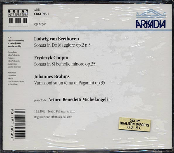 Arturo Benedetti, Michelangeli, Beethoven, Chopin, Brahms - Arezzo 1952 (CD)