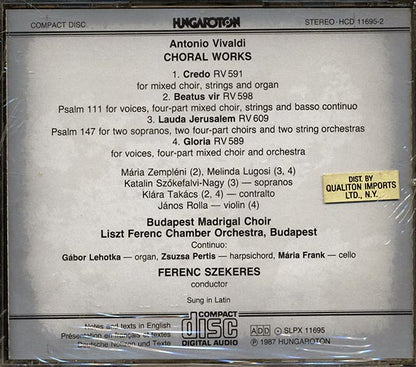 Vivaldi, Budapest Madrigal Choir, Liszt Ferenc Chamber Orchestra, Ferenc Szekeres - Choral Works (CD)