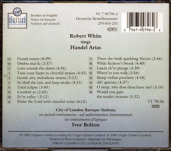 Robert White, City Of London Baroque Sinfonia - Robert White Sings Handel Arias (CD)