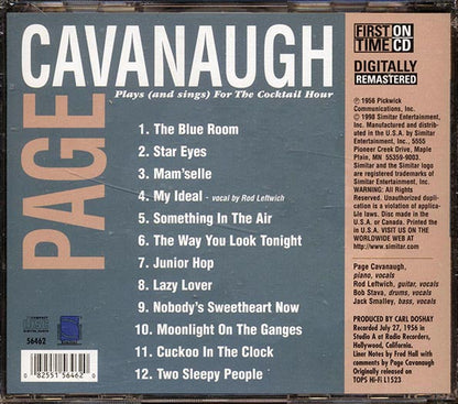 Page Cavanaugh - Plays And Sings For The Cocktail Hour (CD)