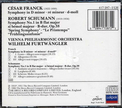 Franck, Schumann, Vienna Philharmonic, Wilhelm Furtwangler - Symphony In D Minor, Spring Symphony (CD)