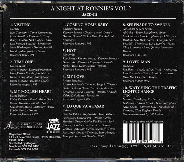 Arturo Sandoval, Fourth World, Roy Ayers, Etc. - A Night At Ronnie's Volume 2 (CD)