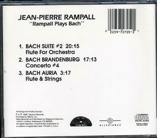 Jean-Pierre Rampall - Rampall Plays Bach (CD)