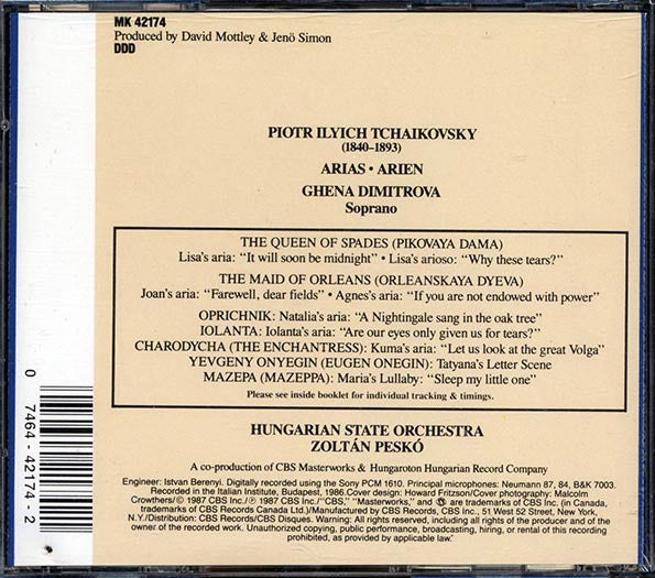 Tchaikovsky, Ghena Dimitrova, Hungarian State Orchestra, Zoltan Pesko - Arias (CD)