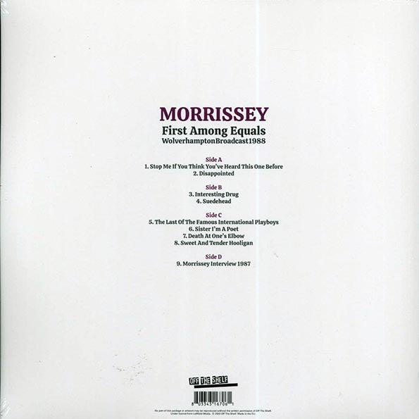 Morrissey - First Among Equals: Wolverhampton Broadcast 1988 (LP) - PureSound Records