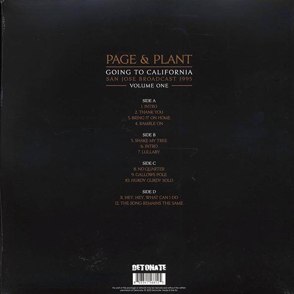 Jimmy Page, Robert Plant - Page & Plant Going To California Volume 1: San Jose Broadcast 1995 (ltd. ed.) (2xLP) (LP) - PureSound Records