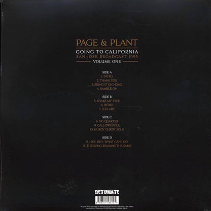 Jimmy Page, Robert Plant - Page & Plant Going To California Volume 1: San Jose Broadcast 1995 (ltd. ed.) (2xLP) (LP) - PureSound Records