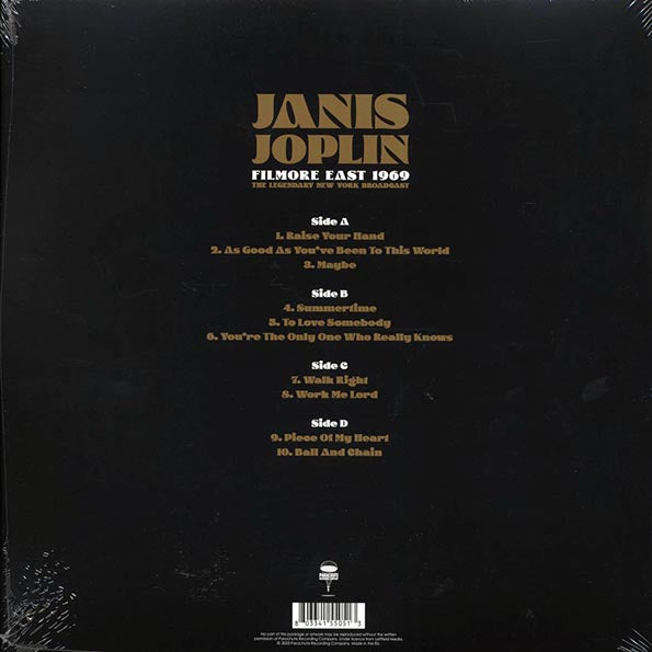 Janis Joplin - Fillmore East 1969: The Legendary New York Broadcast (LP) - PureSound Records