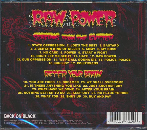 Raw Power - Screams From The Gutter + After Your Brain (2 albums on 2 CDs) (30 tracks) (CD)