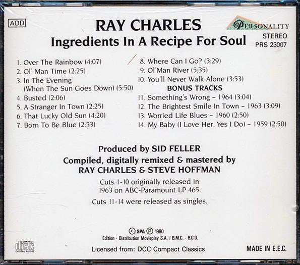 Ray Charles - Ingredients For A Recipe For Soul (CD)