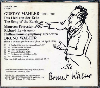 Mahler, Bruno Walter, Richard Lewis, Maureen Forrester - Das Lied Von Der Erde (CD)