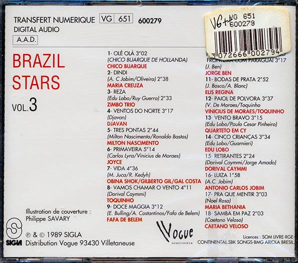 Gilberto Gil, Jorge Ben, Edu Lobo, Caetano Veloso, Etc. - Brazil Stars Volume 3 (CD)