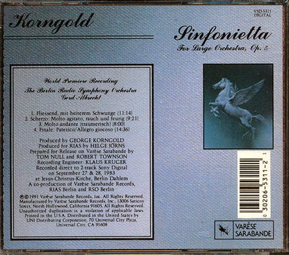 Korngold, Gerd Albrecht, The Berlin Radio Symphony Orchestra - Sinfonietta For Large Orchestra, Op. 5 (CD)