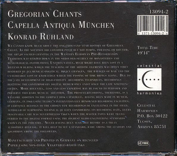 Capella Antiqua Munchen, Konrad Ruhland - Gregorian Chants (CD)