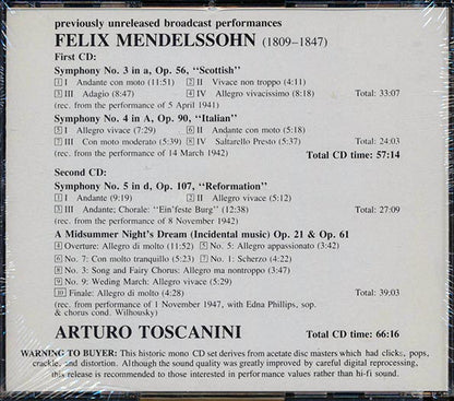 Toscanini, Mendelssohn - Symphonies III, IV, V & Incidental Music (CD)