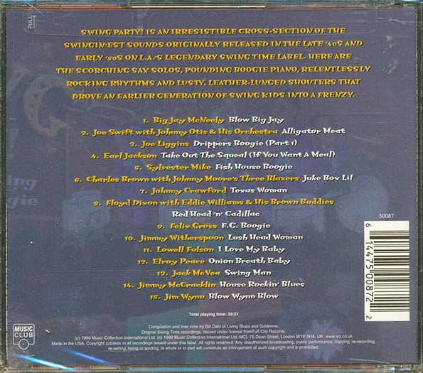 Big Jay McNeely, Joe Swift, Johnny Otis, Earl Jackson, Etc. - Swing Party! House Rockin' Swing And Jump Jive Boogie (CD)