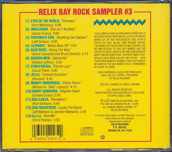 Slipknot, Fortunate Son, Jello, Etc. - Relix Bay Rock Sampler #3 (CD)