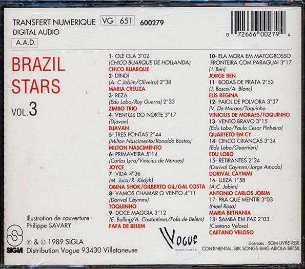 Milton Nascimento, Jorge Ben, Edu Lobo, Antonio Carlos Jobim, Etc. - Brazil Stars Volume 3 (CD)