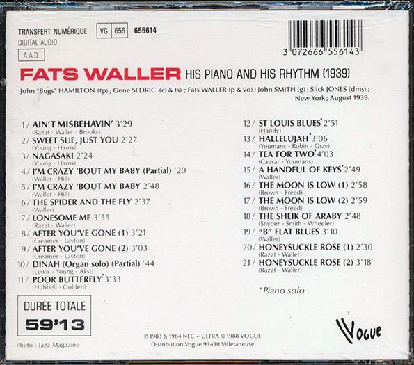 Fats Waller - His Piano And His Rhythm (CD)