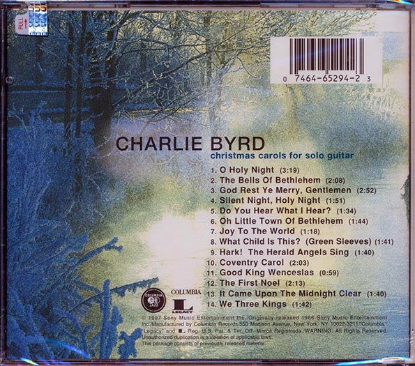 Charlie Byrd - Christmas Carols For Solo Guitar (CD)