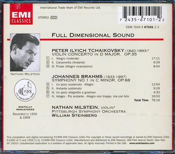 Nathan Milstein, Pyotr Ilyich Tchaikovsky, Johannes Brahms - Tchaikovsky & Brahms (CD)