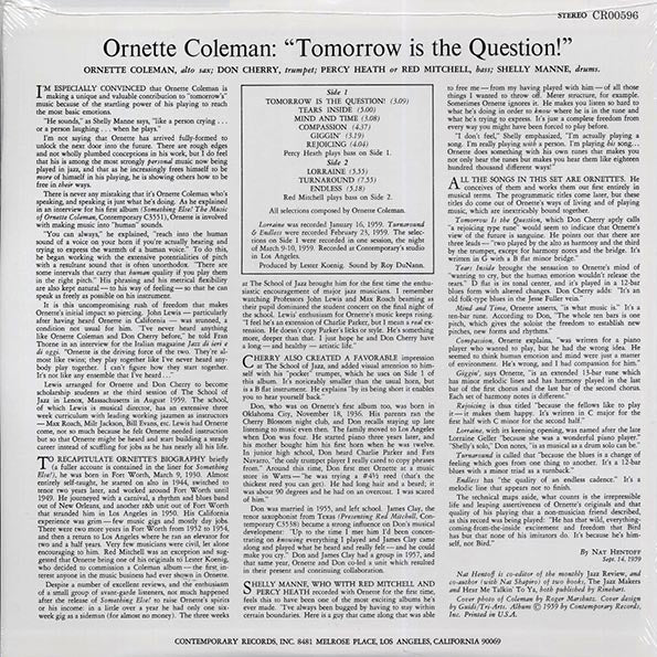 Ornette Coleman - Tomorrow Is The Question (LP) - PureSound Records