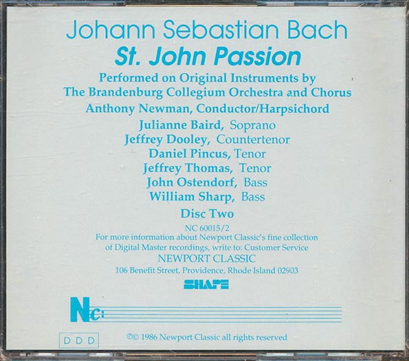 The Brandenburg Collegium Orchestra And Chorus - St. John Passion Part 1 + Part 2 (CD)