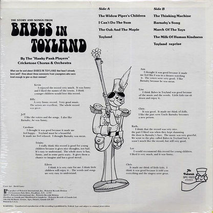 Hanky Panky Players, The Cricketone Chorus Orchestra - The Story And Songs From Babes In Toyland (1977 FIRST PRESS) (LP) - PureSound Records