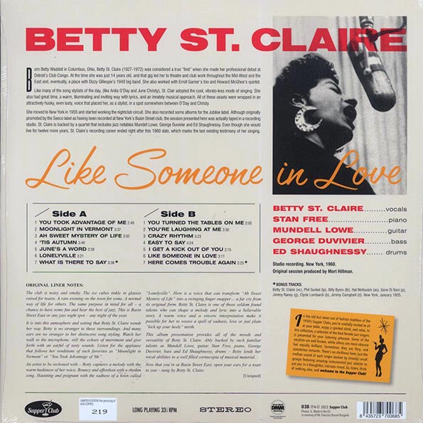 Betty St. Claire - Like Someone In Love (+2 bonus tracks) (ltd. ed.) (LP) - PureSound Records