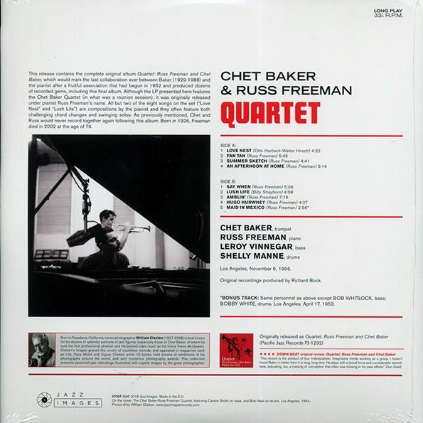 Chet Baker, Russ Freeman Quartet - Chet Baker & Russ Freeman Quartet (+bonus track) (ltd. ed.) (LP) - PureSound Records