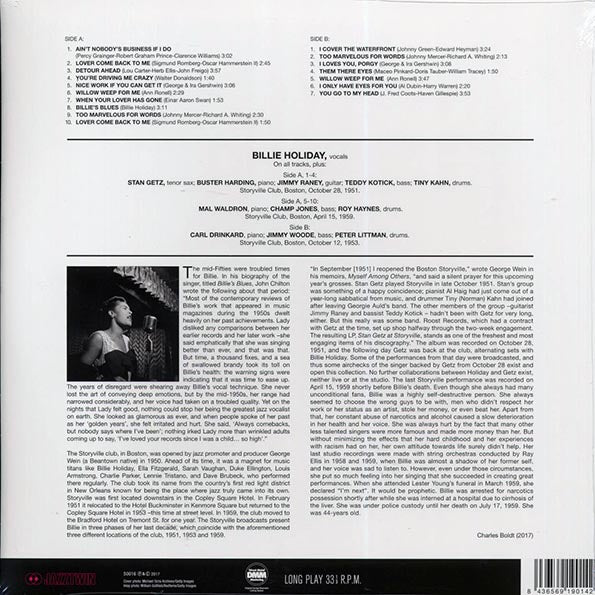 Billie Holiday - Billie Holiday At Storyville Featuring Stan Getz (ltd. ed.) (180g) (LP) - PureSound Records