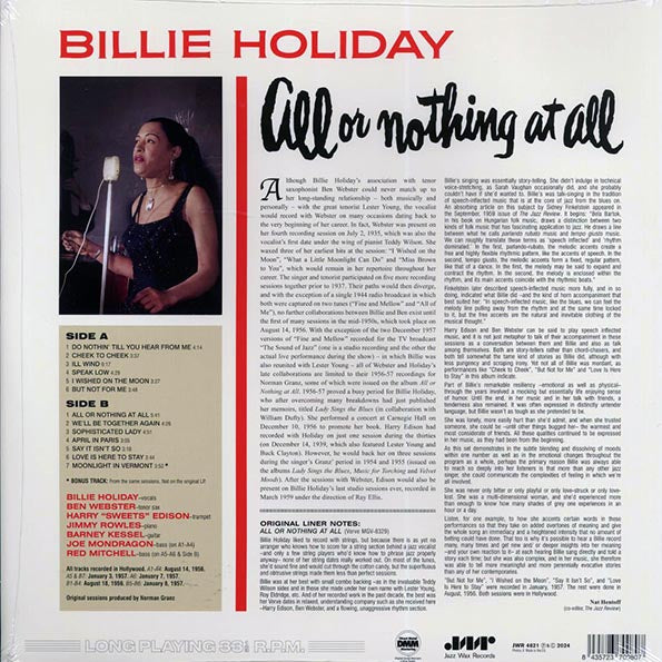 Billie Holiday - All Or Nothing At All (+bonus track) (ltd. ed.) (LP) - PureSound Records