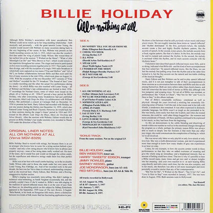 Billie Holiday - All Or Nothing At All (ltd. ed.) (180g) (yellow vinyl) (LP) - PureSound Records