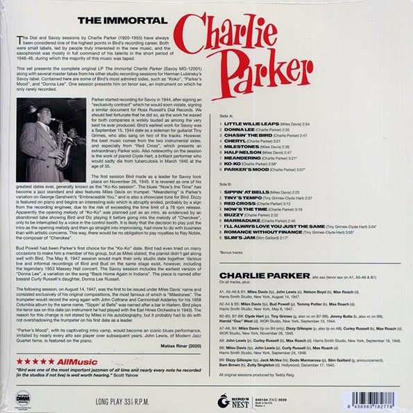 Charlie Parker - The Immortal (+6 bonus tracks) (ltd. ed.) (180g) (LP) - PureSound Records