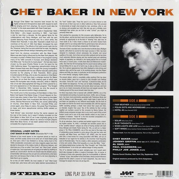 Chet Baker - In New York (+bonus track) (ltd. ed.) (LP) - PureSound Records
